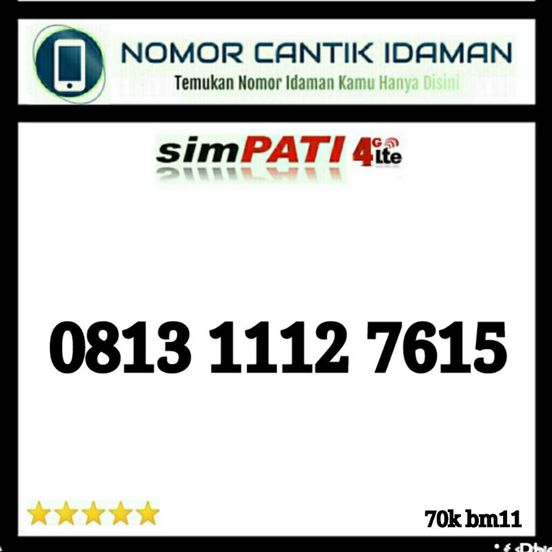 kartu perdana nomor cantik simpati 4g lte seri 1112 7605 bmi11
