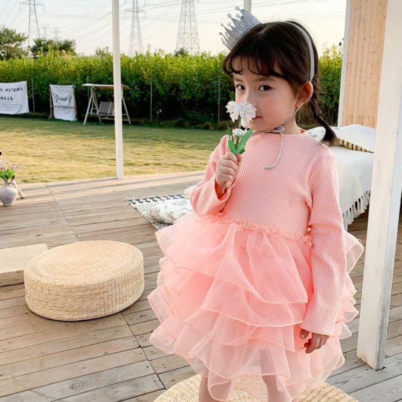 Dress Anak Perempuan Rample Peach Orange