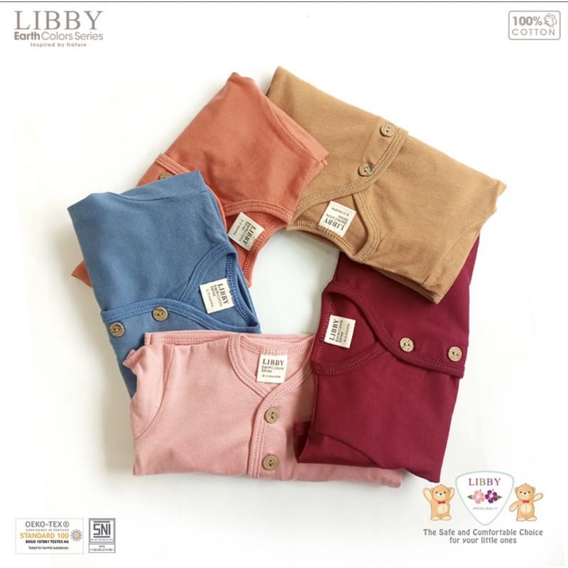 [ terbaru ] libby comfy set earth color series stelan panjang kancing depan 1stel/pack)