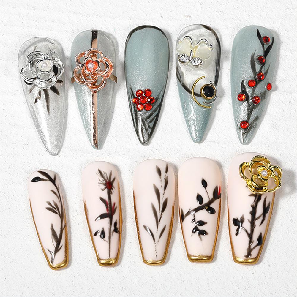 Mxbeauty 10Pcs / Set Charms Berlian Imitasi Bentuk Bunga Mawar 3D Multiwarna Untuk Dekorasi Nail Art