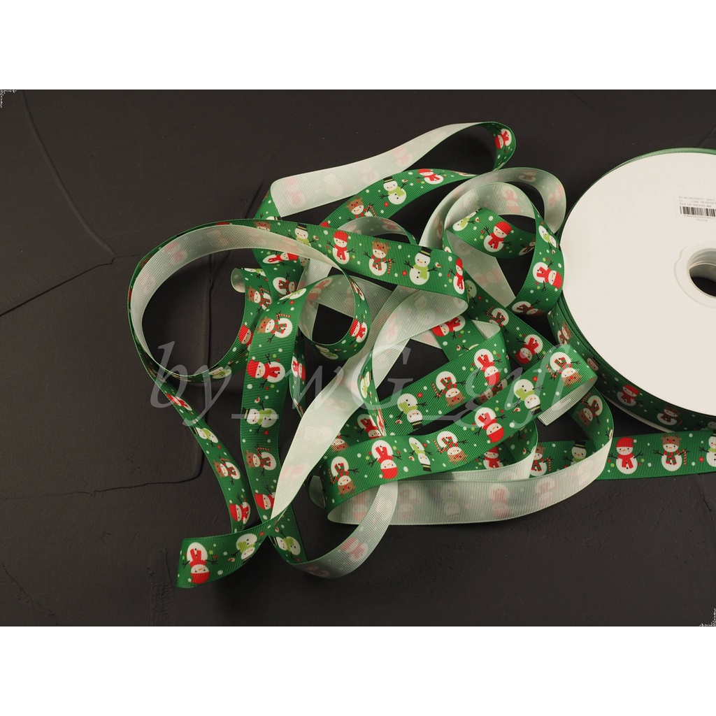 

Pita Natal Christmas - Grosgrain - Hijau - Snowman; L 2.5 cm