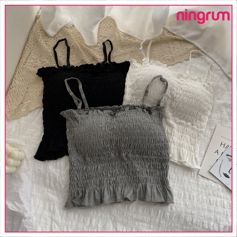 Ningrum Pakaian Dalam Bra Wanita BH Wanita tank top crop top bra korean style bahan katun import tali lepas pasang - 2058