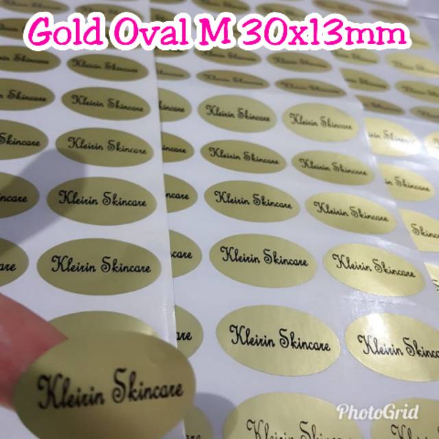 

Label nama anti air oval gold label polos label merk label skincare