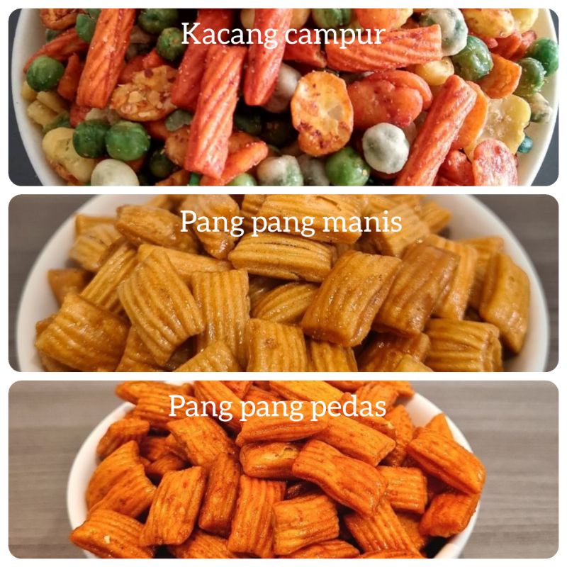 

snack hari raya kemasan 100 gram/snack lebaran/coklat/permen /Kacang/emping/SOES/kuping gajah/spring roll/samosa/astor/cemilan