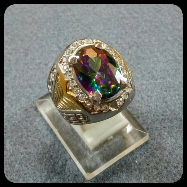 CINCIN BATU AKIK PERMATA MYSTIC RAINBOW