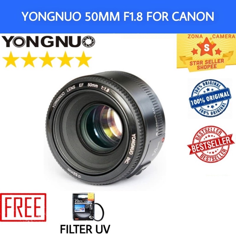 LENSA YONGNUO 50MM F1.8 FOR CANON / LENSA YONGNUO 50MM F1.8 AF FOR CANON / LENSA YONGNUO 50MM FOR CA