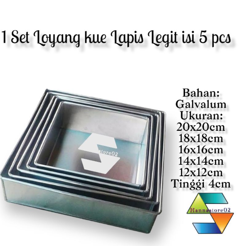 1set Loyang Lapis Surabaya / Loyang Bolu Gulung Isi 5pcs Galvalum