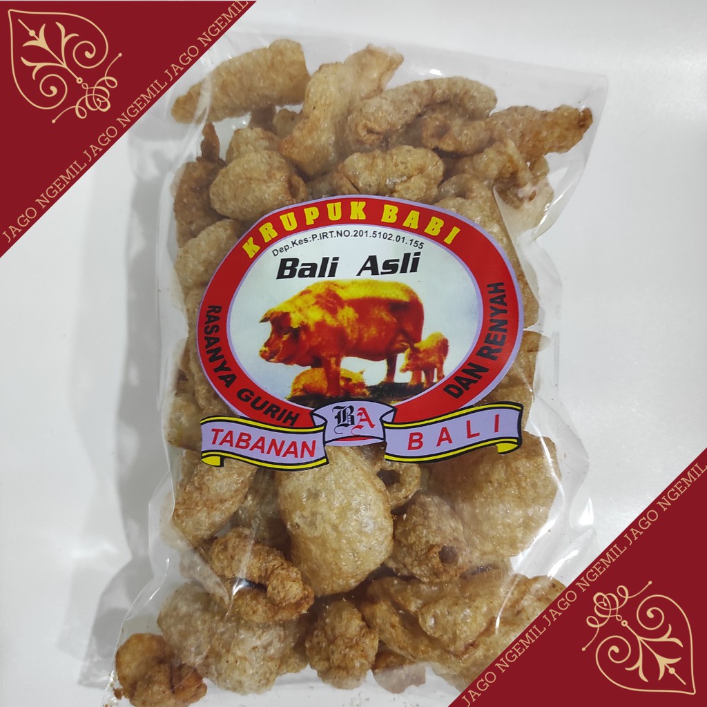 Kerupuk Kulit dan Samcam Babi Bali Asli besar 130gr