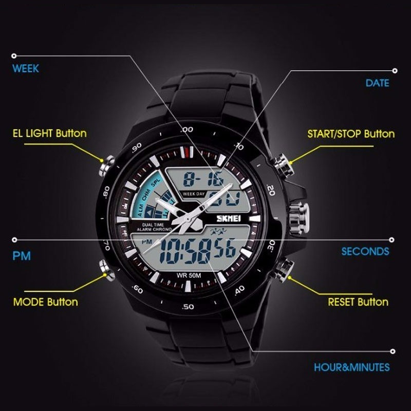 SKMEI 1016 Jam Tangan Pria Digital Analog Anti Air WK-SBY