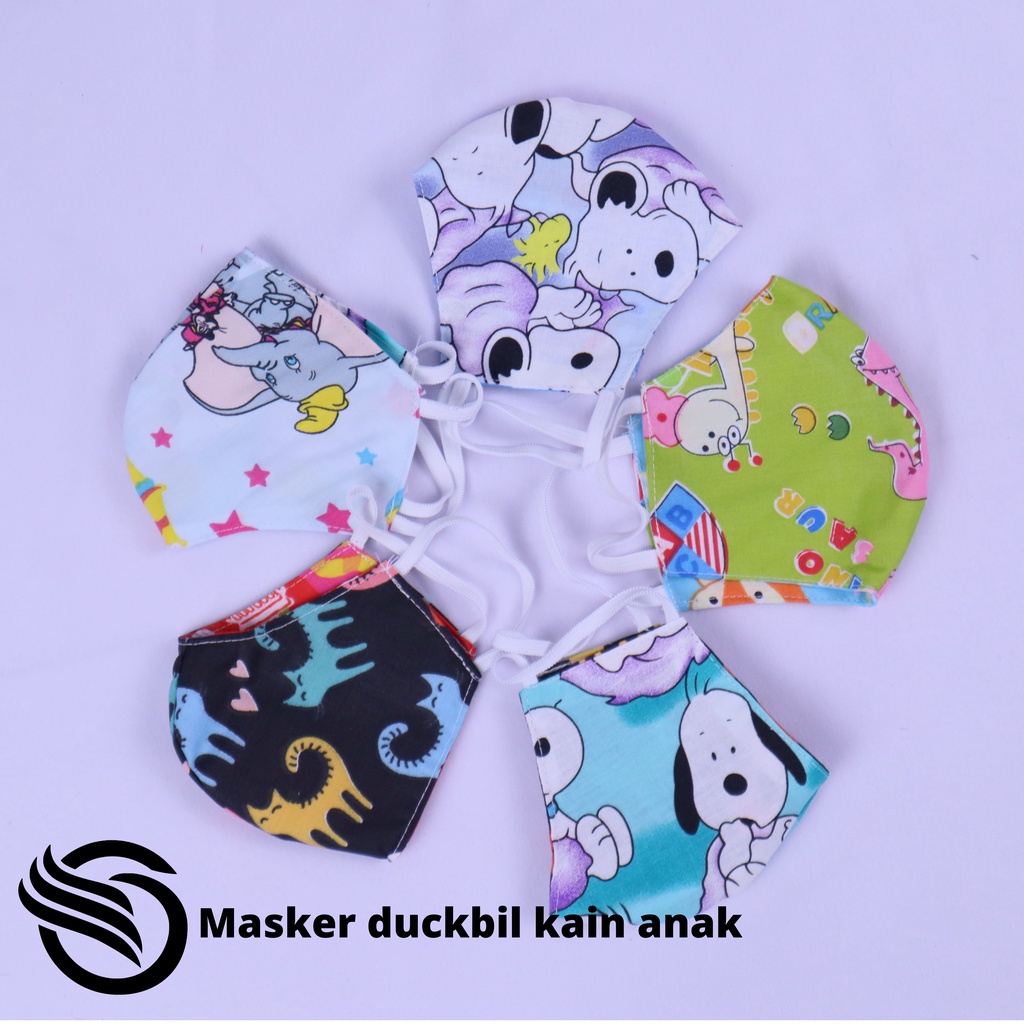 Grosir Maker anak motif kartun Masker duckbill Kain motif Harga perpcs - Masker Kids anak murah