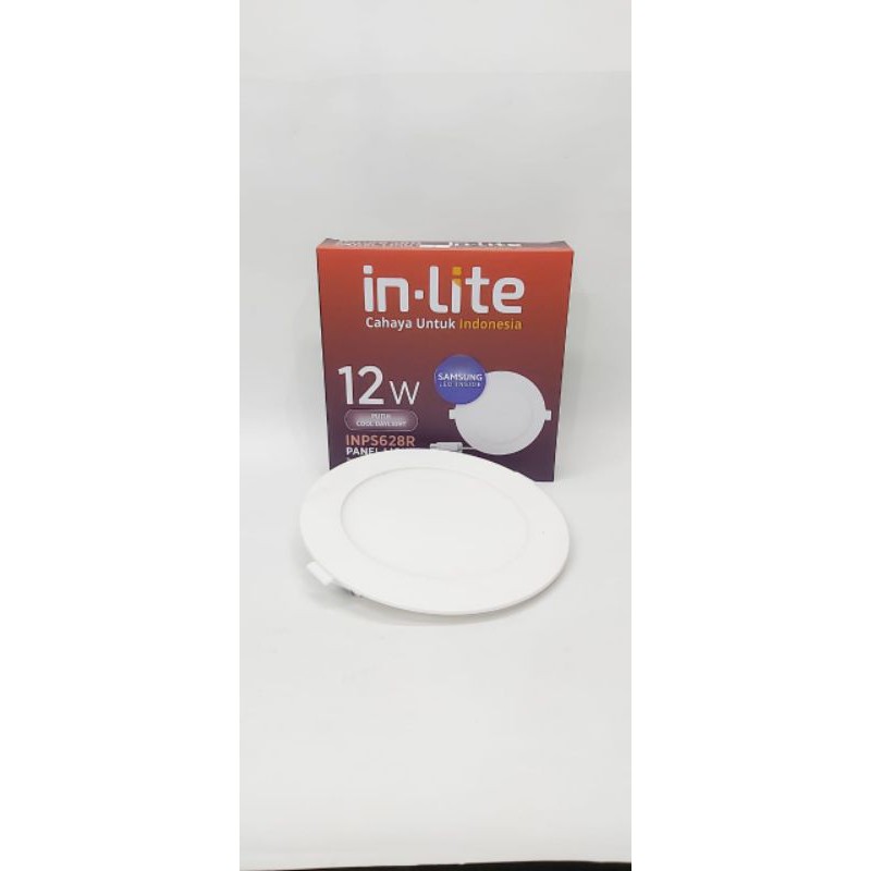 Lampu Downlight Panel inbow Bulat 12w inlite Putih 6500K bergaransi 1th