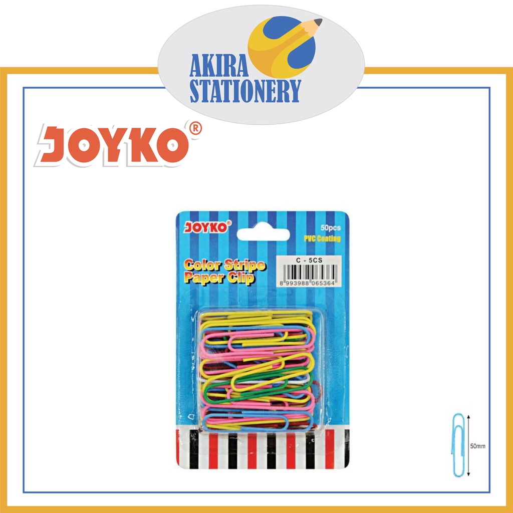 

Color Paper Clips JOYKO C 5CS Warna / Klip Dokumen C-5CS / Penjepit Kertas 1 PAD ( 50 Pcs )