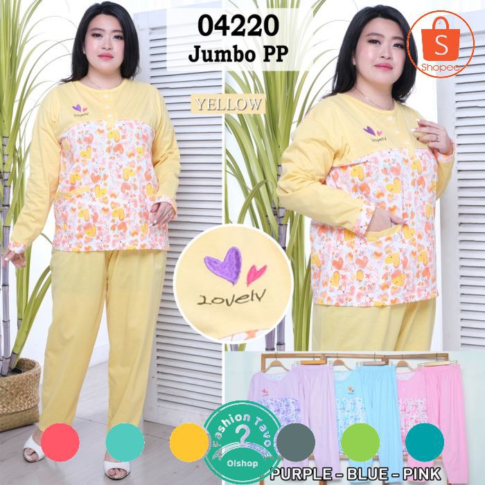 Baju Tidur Piyama Jumbo Harga Murah Grosir Dewasa Bahan Kaos Wanita Katun Setelan Big Size  BV049