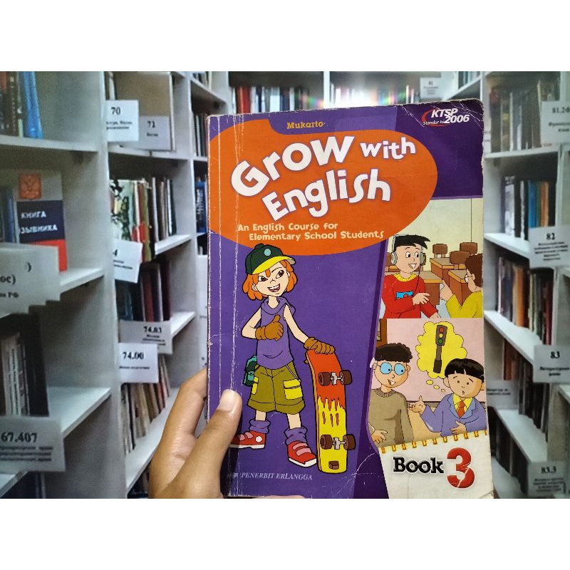 Buku Bekas | Grow With English kelas 3 SD/MI Terbitan Erlangga | Mukarto