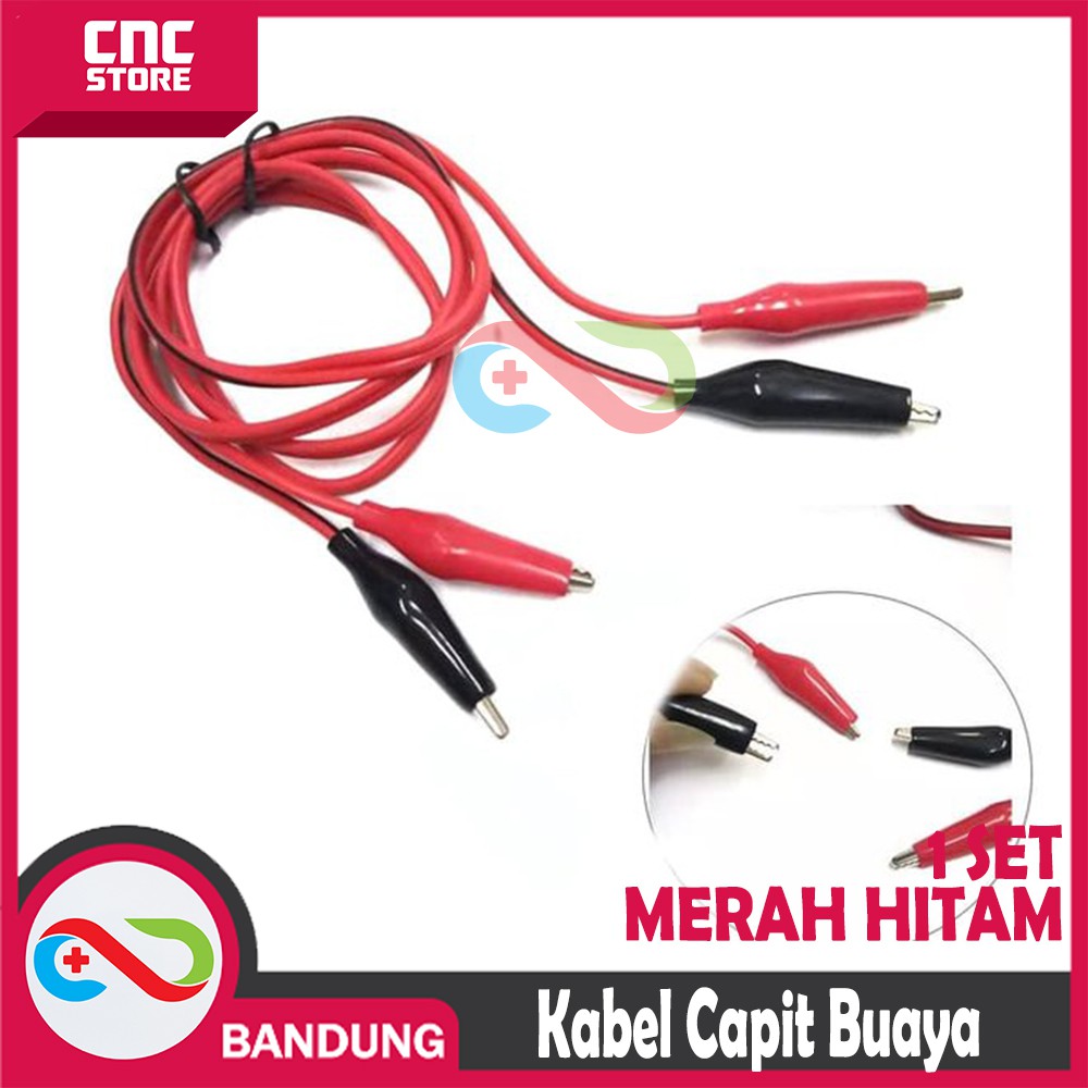 KABEL CAPIT BUAYA TO CAPIT BUAYA 1 SET MERAH &amp; HITAM 1 METER