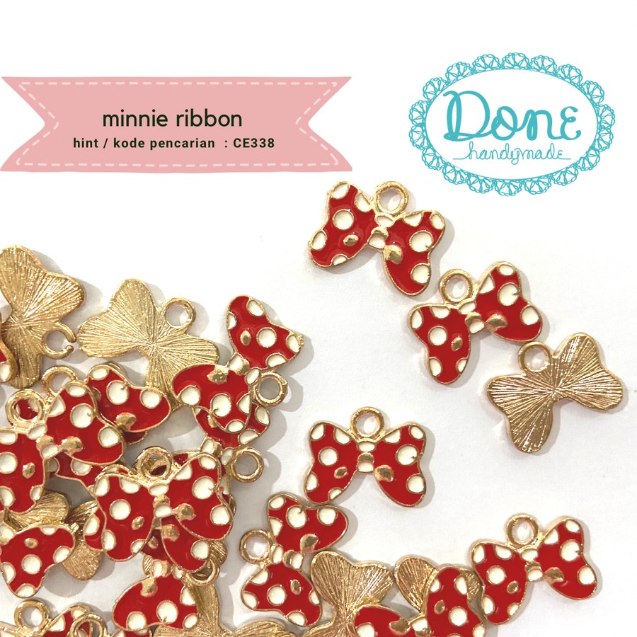 mini mouse ribbon charm aksesoris kerajinan tangan liontin mickey mouse ce338