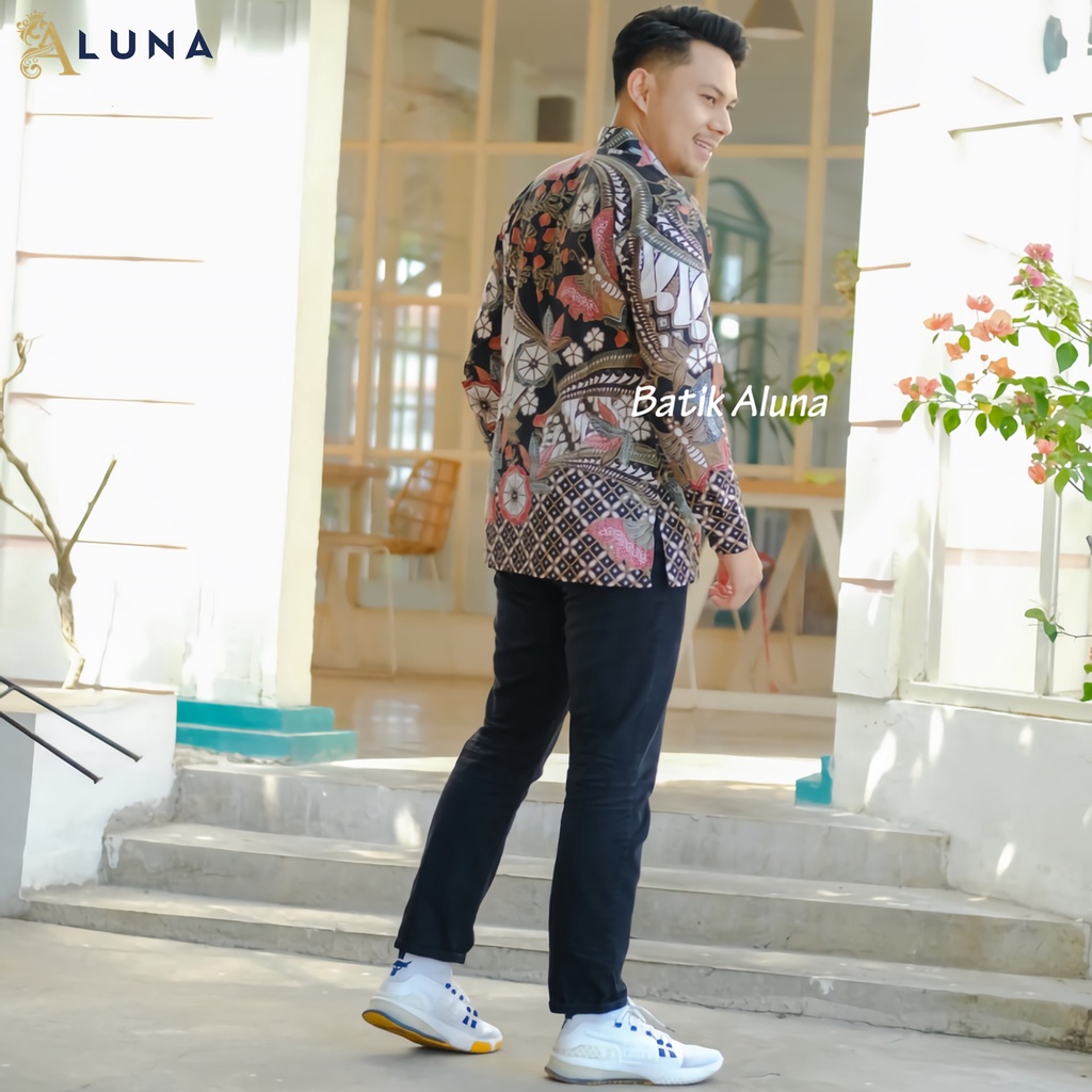 KEMEJA BATIK PRIA LENGAN PANJANG PREMIUM REGULAR KANTOR MODERN BATIK ALUNA PCW 010