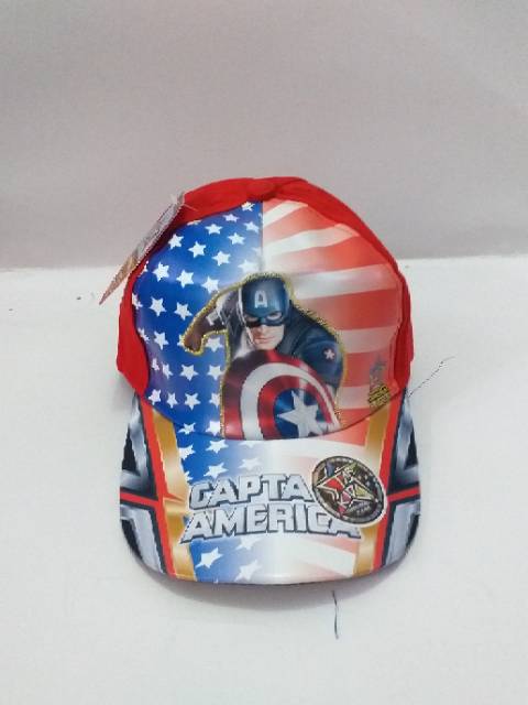 ☆ Topi anak baseball karakter kartun starkids gambar CAPTEN AMERICA