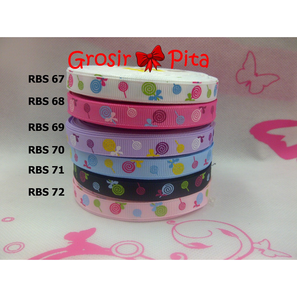 

(25 yard) Pita Grosgrain Motif Lolipop RBS 67,68,69,70,71,72 | Toko Bahan Craft | Grosir Pita