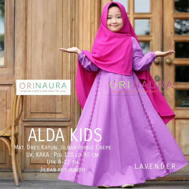 Gamisanak alda kids katun plus jilbab usia 8 - 12 tahun