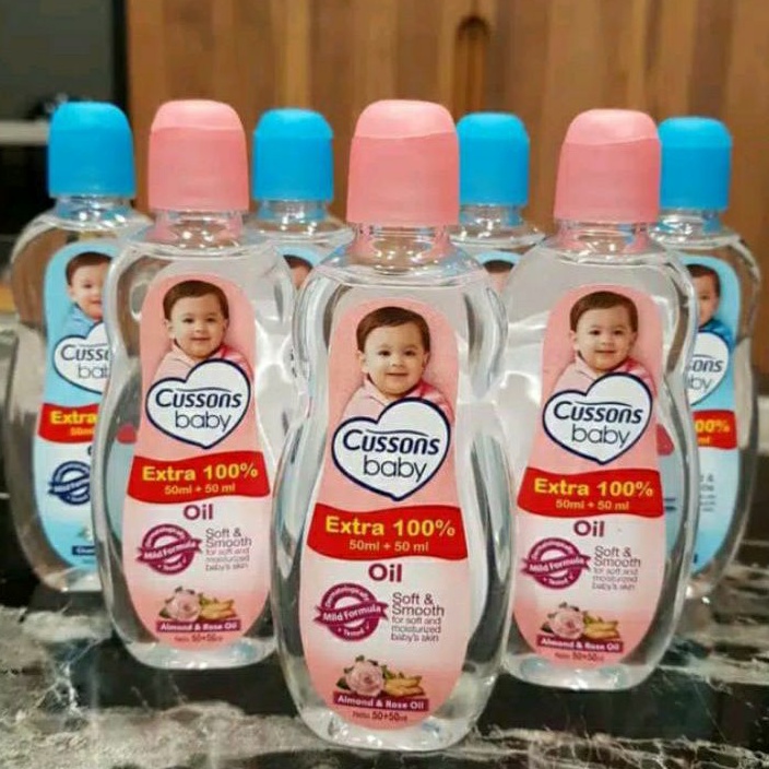 Cussons Baby Oil 200ml | 100ml | Extra 100% 50+50 ml Mild &amp; Gentle | Soft &amp; Smooth CUSSONS BABY OIL