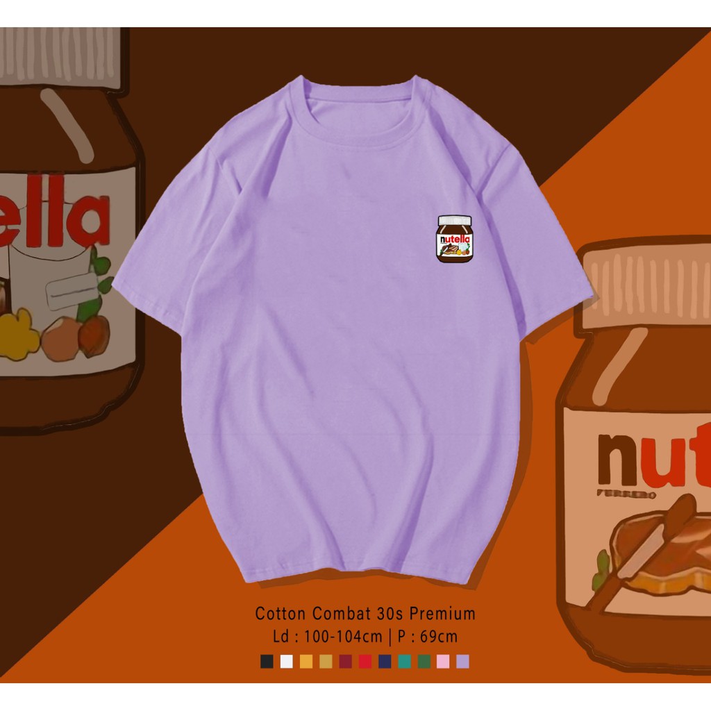 NUTELLA ADDICT LOGO DESIGN COKLAT SELAI KAOS PREMIUM  / TERMURAH