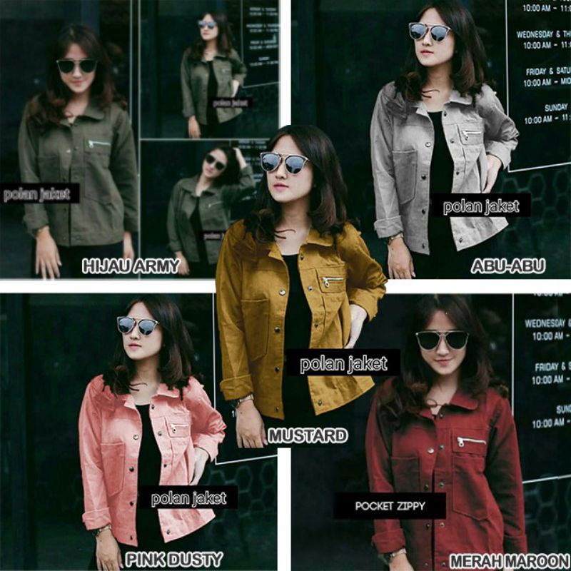 Jaket Polan - Polan Jaket Fashion Jaket Modis Wanita - Zippy Pocket - Pocket Zippy
