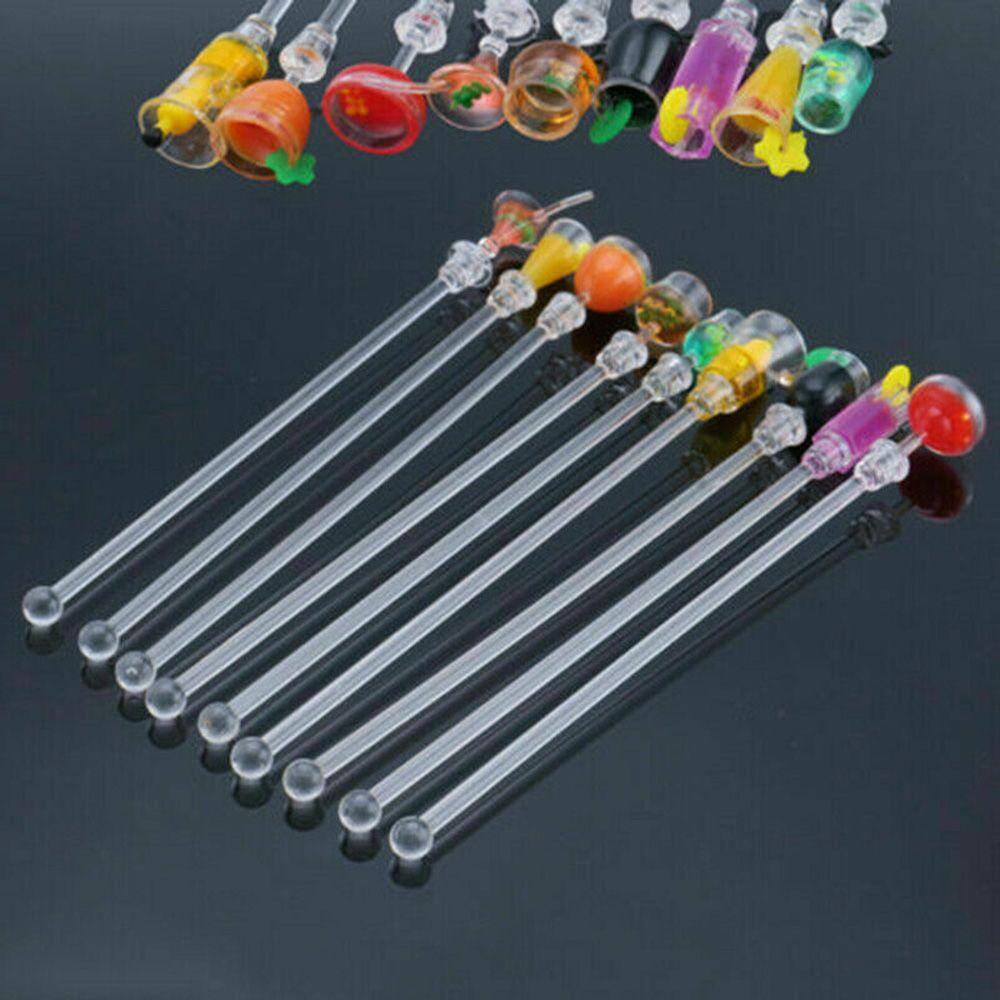 Preva 10Pcs/Set Pengaduk Minuman Colorful Bar Alat Acrylic Cocktail