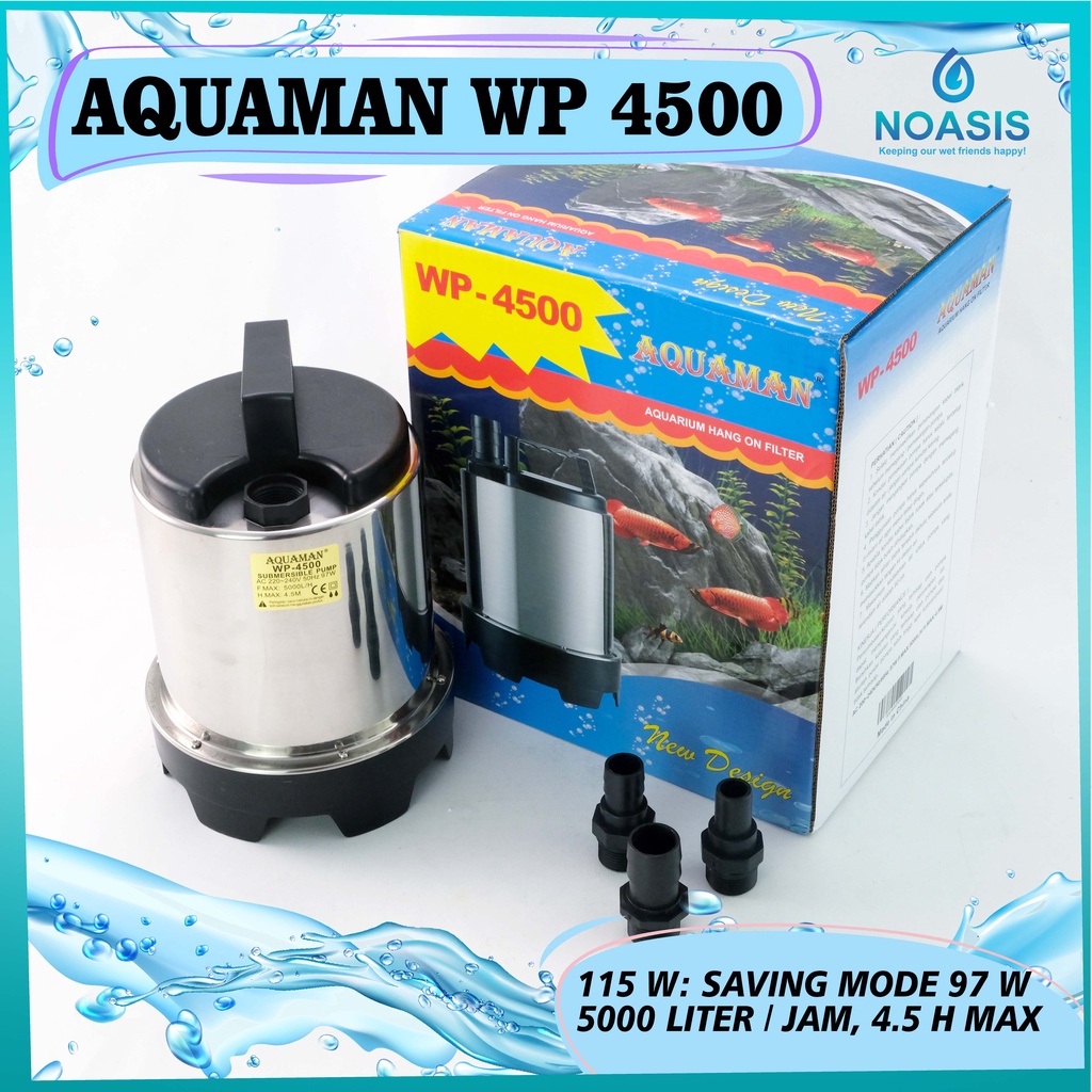 Pompa Air Celup Kolam Ikan Koi Stainless 97 W Aquaman Wp 4500 Psp - 4500 Low Watt / Daya Rendah