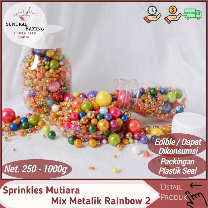 

Sprinkle Kue Mutiara Mix Metalik Rainbow 2 / Springkel Sprinkel Star