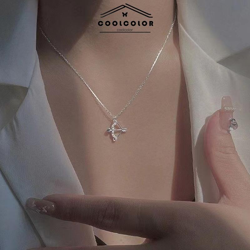 COD❤️Kalung Eros Cupid's Arrow Flash Berlian Klavikula Rantai Liontin Temperamen Cahaya Mewah Busur Panah Anti Karat Dan Anti Luntur Kalung 2022 Terbaru Hadiah Ulang