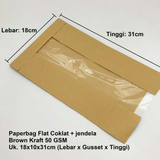 

NEW Kantong Kertas- Paper Bag - Coklat Polos (XL) + Jendela 6 - 7cm.