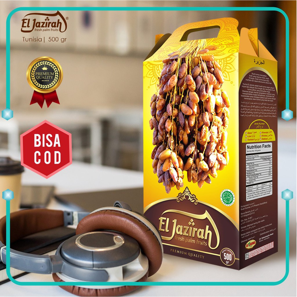 

Kurma Tunisia Tangkai Eljazirah Premium Super Kemasan Jinjing 500 Gram