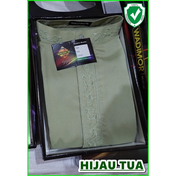 Baju koko wadimor 999 warna hijau tua lengan panjang pria dewasa fashi - hijau Tua, M