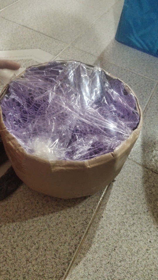 Plate / Piring Anyam Rotan Plastik Warna Motif Bunga / Lckdx Warna 22 Cm