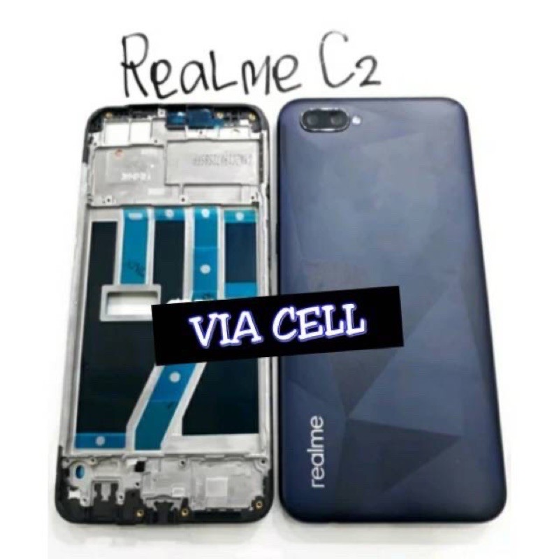 Casing Fullset Realme C2 Warna Hitam | Kesing Housing Frame Backdoor Realme C2 Black Original