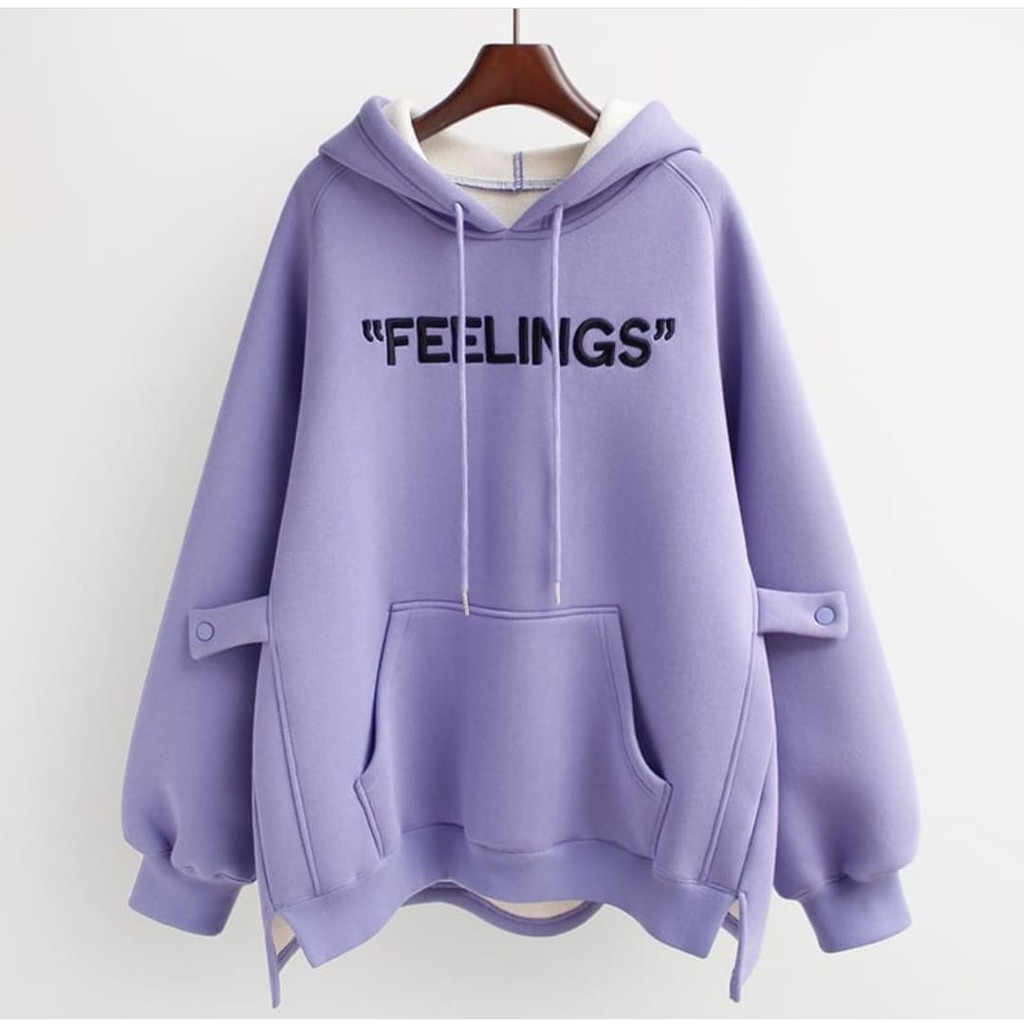 SWEATER HOODIE WANITA - FEELINGS HODIE SWEATER OVERSIZE - SWEATSHIRT SWEATER-1