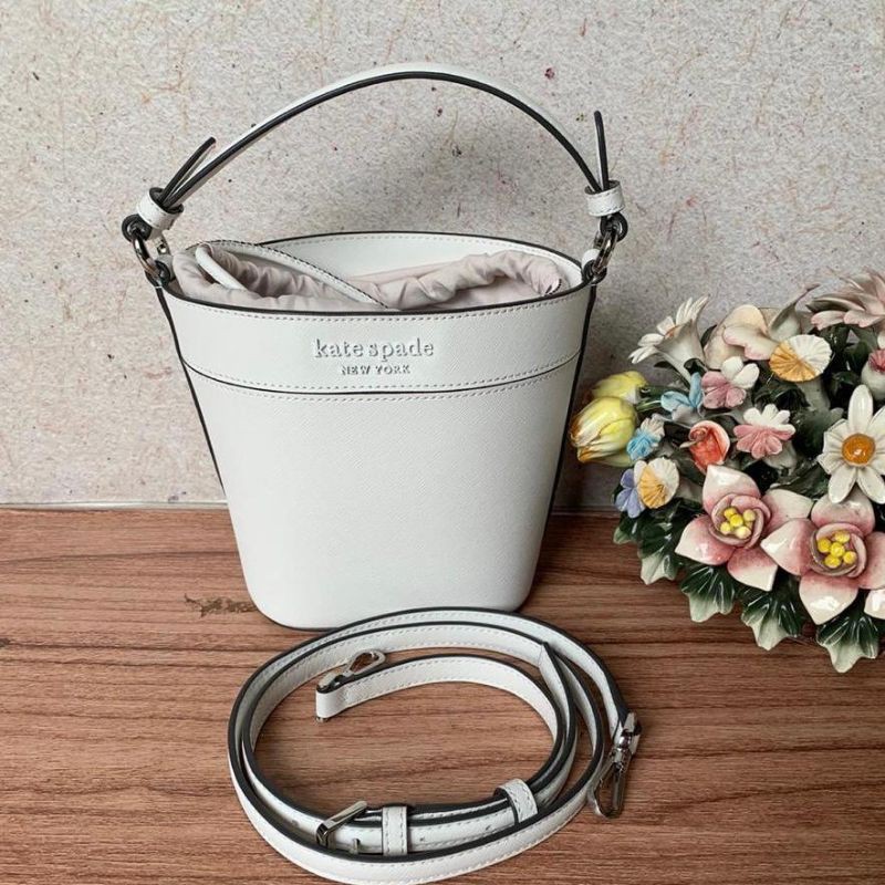 tas Kate Spade cameron monotone small bucket optic white original
