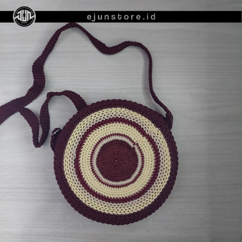 tas selempang rajut/tas rajut bulat