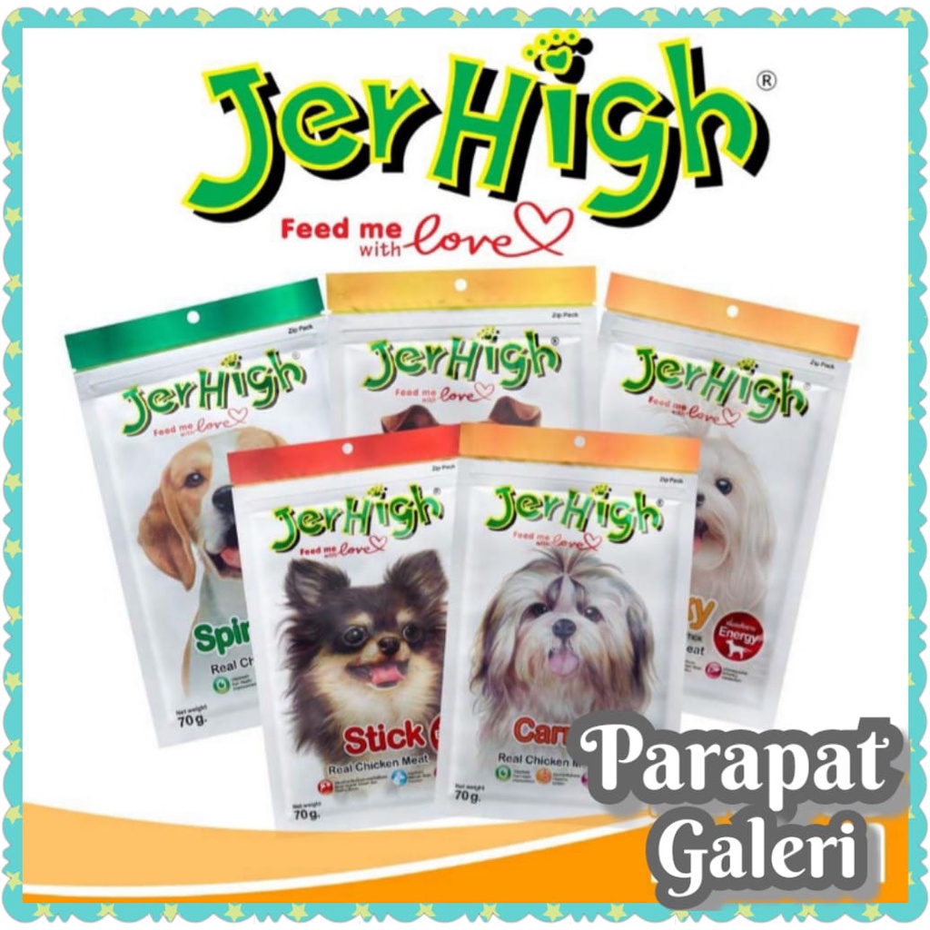 Jerhigh 70 gram Cemilan - Snack Anjing - Chicken Meat Dental Stick All Varian