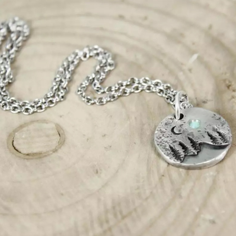 Kalung 925 Silver Desain Bulan Alpine Untuk Wanita