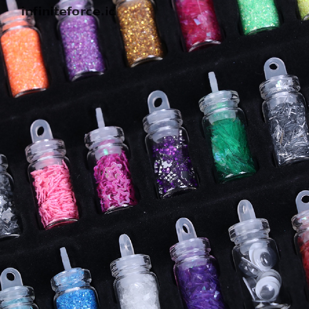 Infiniteforce.id 12 / 24 / 48 Botol / set Manik Sequin Glitter Epoxy Resin Dekorasi Nail Art