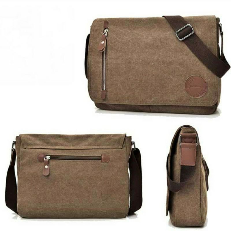 TP21 Tas Selempang Pria Kanvas Sling Shoulder Bag Impor Modis Kasual Keren