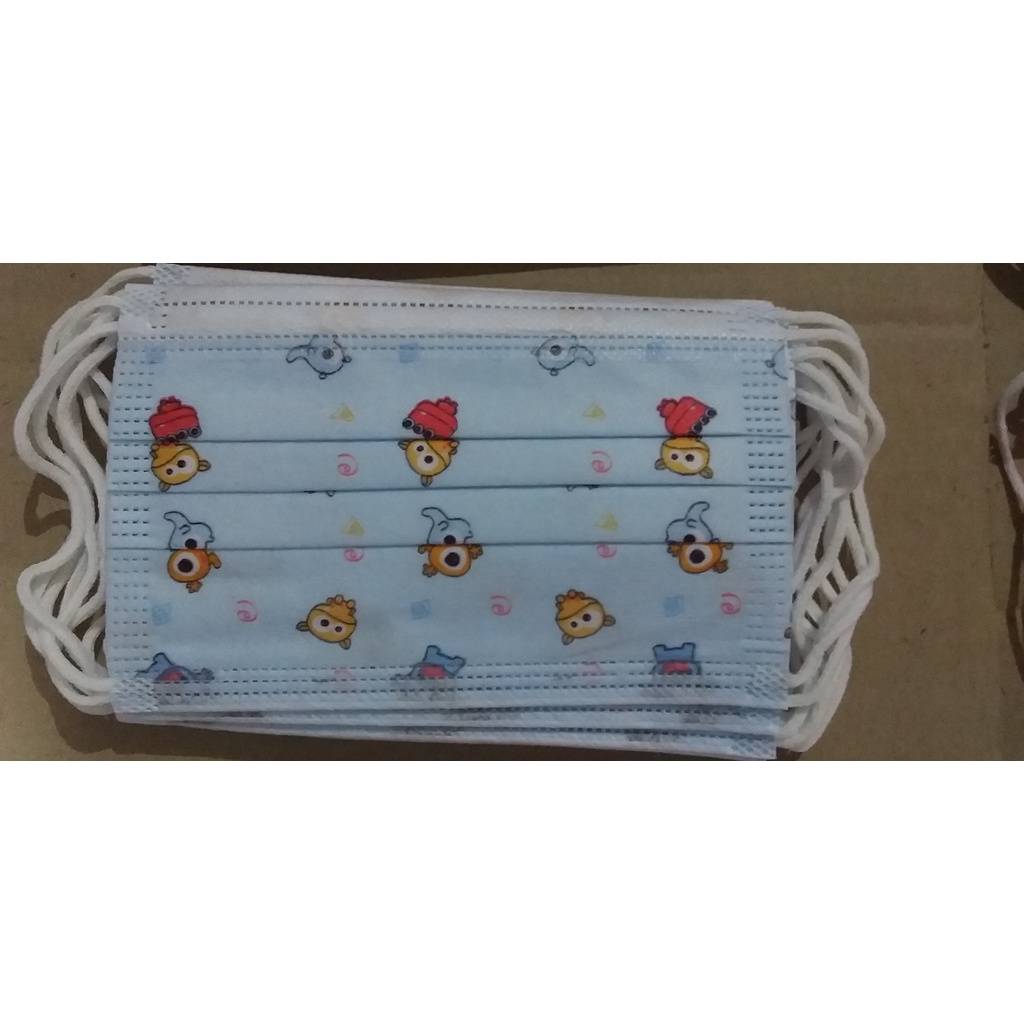 masker motif anak 3ply earloop per pak isi 10pcs