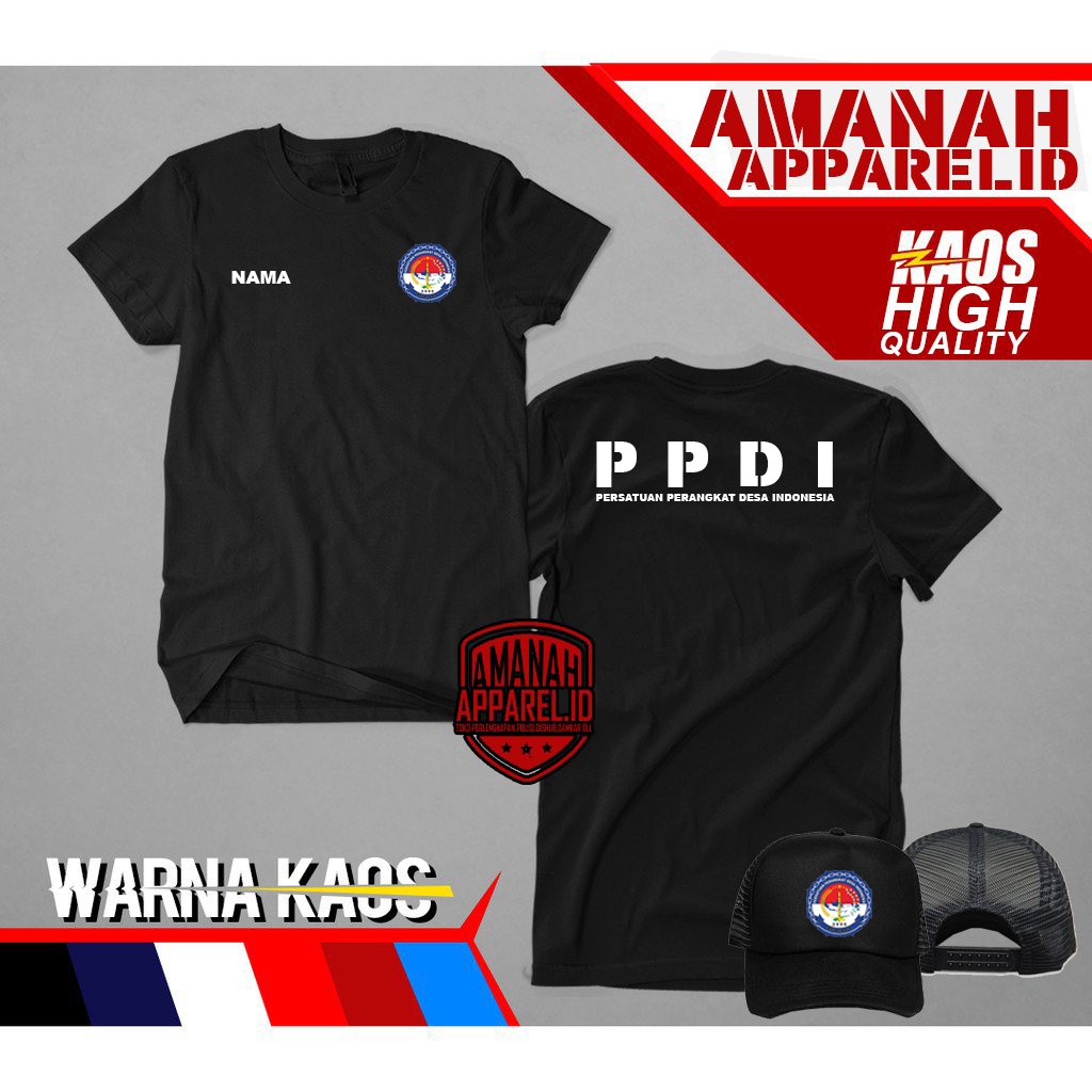 KAOS/TSHIRT/KAOS PPDI/TSHIRT PPDI/KAOS HITAM ORI/KAOS PERSATUAN PERANGKAT DESA INDONESIA/KAOS ORIGIN