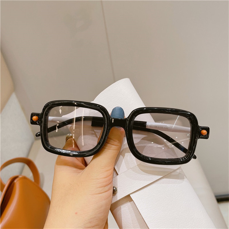 (YUZHU) Vintage Art Square Frame Sunglasses Kacamata Hitam Warna Permen Fashion Modern