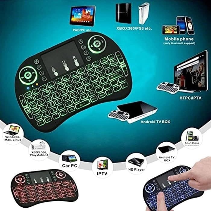 i8 Mini Keyboard Wireless Touchpad RC with 3 COLOR Backlight