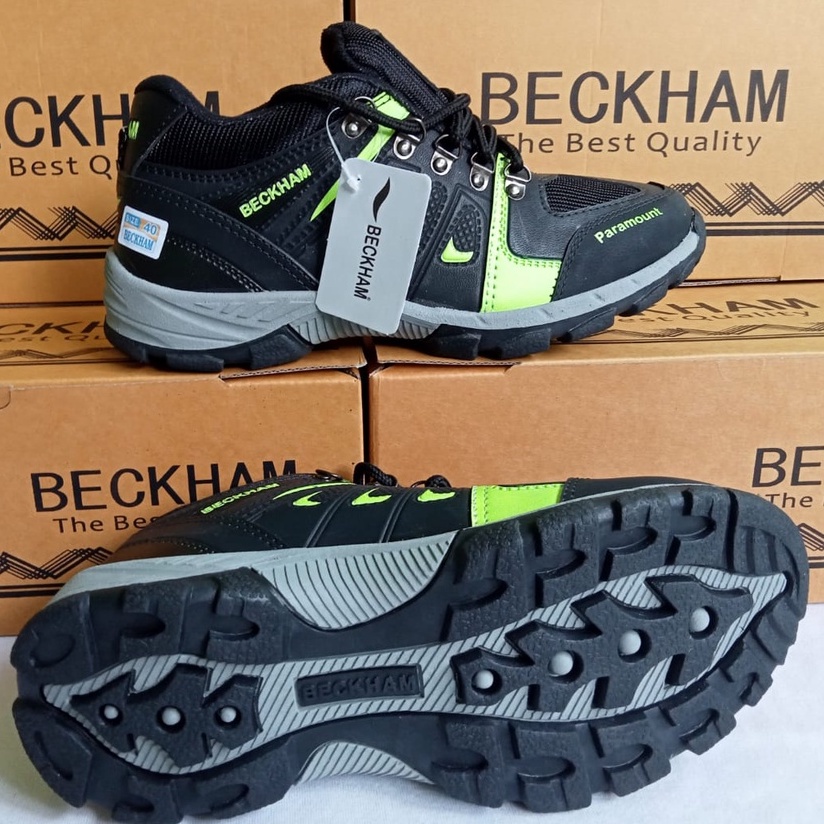 sepatu Beckham pendek paramount Sepatu Outdoor hiking hitam hijau free box