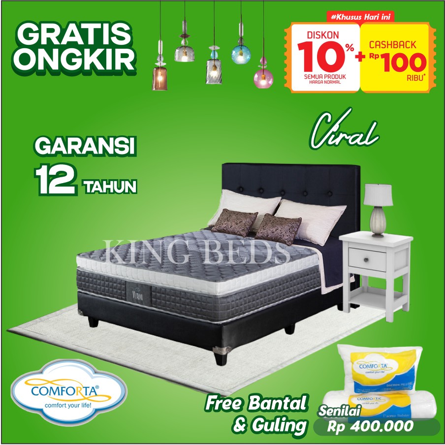 Comforta Spring Bed Viral Full Bed Set kasur 160 180 200 100 120 x 200