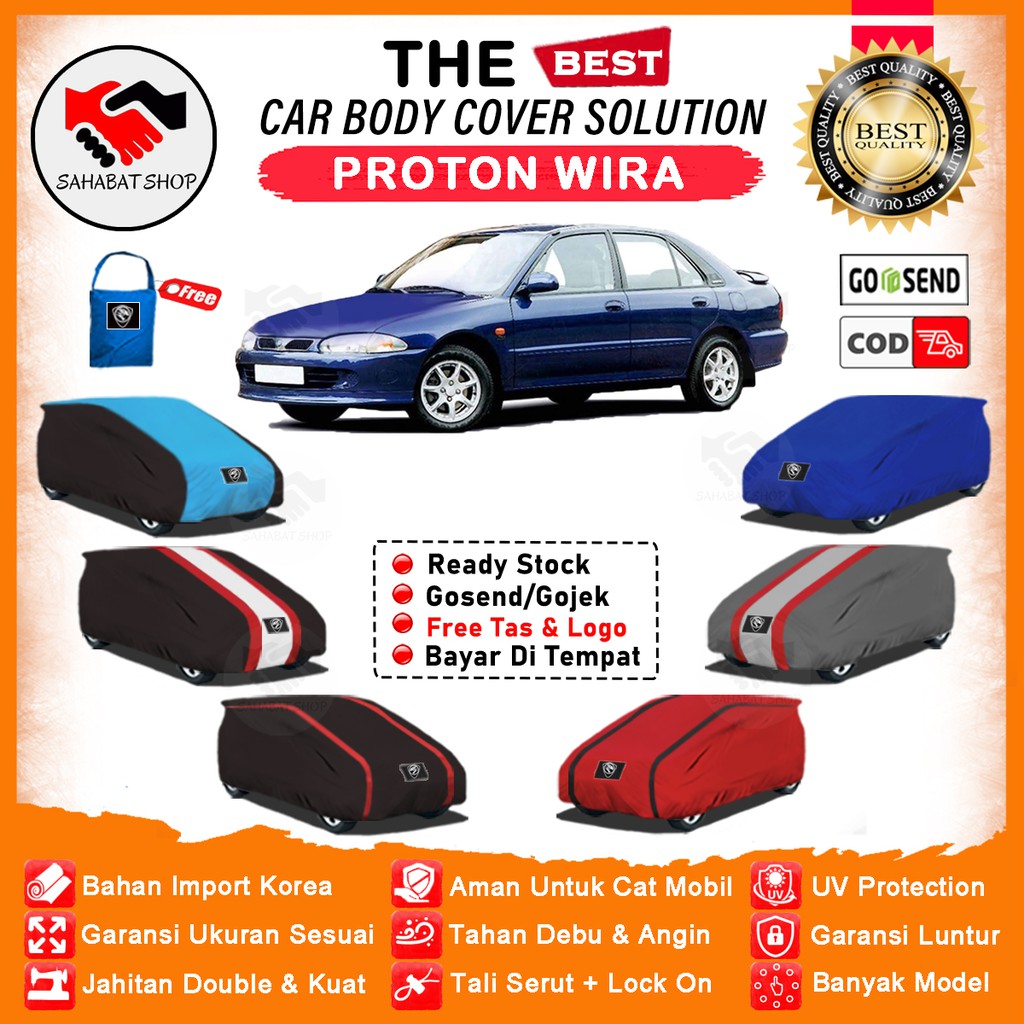 Sahabat Body Cover Mobil Wira / Sarung Penutup Proton Wira Outdoor / Tutup Selimut Mantel Pelindung Pembungkus Jas Mantol Kerodong Kerudung Terpal Tutupan Bungkus Kelambu Mobil Sedan Wira Waterproof Anti Air Model Orange